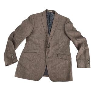 Joseph Abboud 100% Linen Tweed JOE Blazer Sports Coat Brown Mens 42L Academia